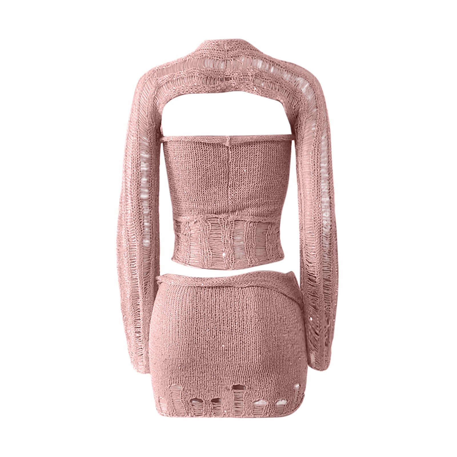 thumbnail image 5 of Conjunto de vestido sexy con top tubo y lentejuelas huecas para mujer - Conjunto de dos piezas, poliéster, ropa para discoteca y fiesta, S-XL, 5 of 5